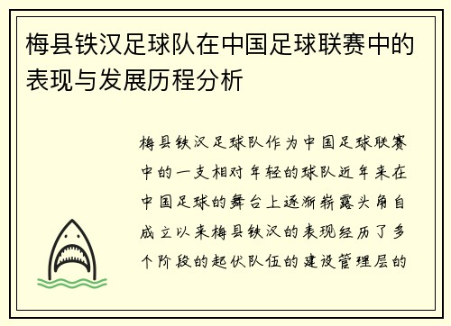 梅县铁汉足球队在中国足球联赛中的表现与发展历程分析
